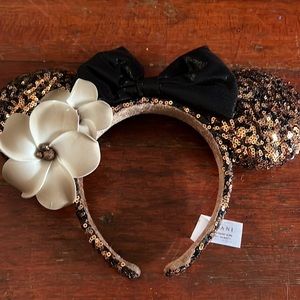 Disney Aulani Gold/Black Sequin Minnie Mouse Ears